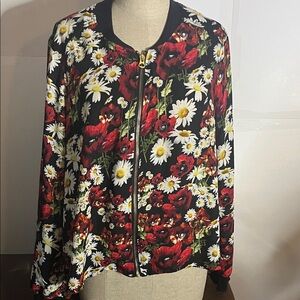 Tacera jacket blouse floral zipper large